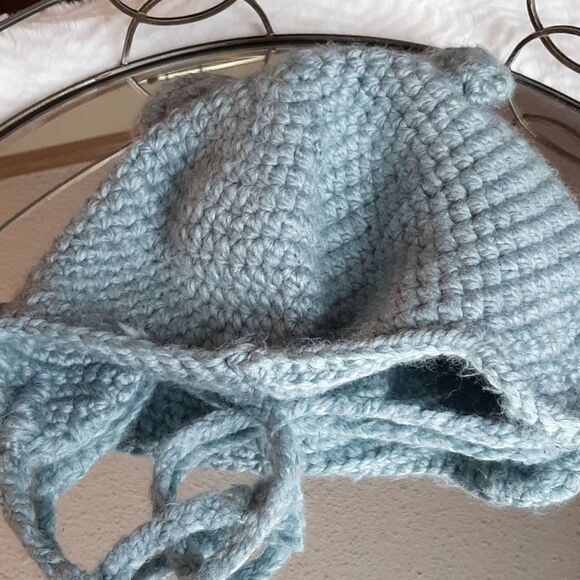HAND CROCHETED Blue   Mouse Look Hat - Picture 4 of 6